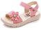 QZBAOSHU Sandali Bambina Sandalo Punta Aperta Bambina Pelle Scarpe Estate con Fiori Ragazze 25 EU,Rosa Scuro