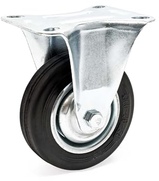 Wiltec Ruota fissa in gomma piena 100mm max 70 kg, con cerchio in metallo, per carrelli