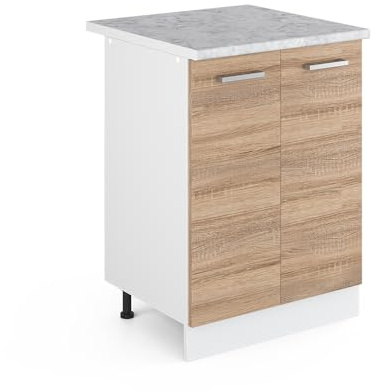 Vicco Mobiletto base cucina R-Line, Sonoma, 60 cm | 2 Ante · Piano di lavoro incl. · Piedini regolabili in altezza · 1 Ripiano · ✓ Liberamente combinabile