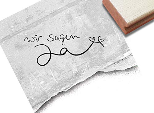 Stempel Hochzeitsstempel WIR SAGEN JA in Handschrift - Textstempel zur Hochzeit, für Einladungen Karten Heiratsanzeige Tischdeko - zAcheR-fineT