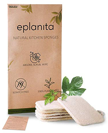 eplanita Natürliche Geschirr Spülschwämme (6er Pack), Kitchen Eco Scrub Scourer, Natural Luffa Plant, Biologisch abbaubar und Zero Waste