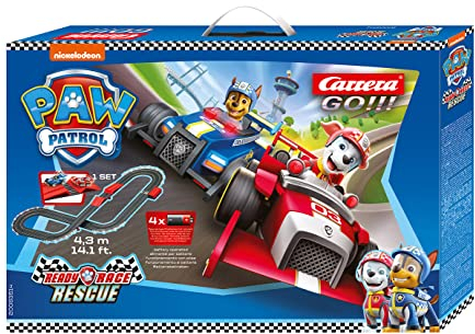Carrera - 20063514 - Carrera GO!!! Paw Patrol - Ready Race Rescue Rennbahn-Set I Rennbahnen und lizensierte Slotcars | bis zu 2 Spieler | Für Jungs und Mädchen ab 6 Jahren & Erwachsene