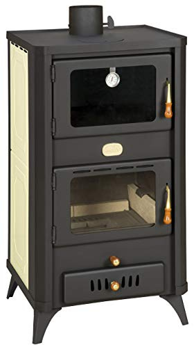 Estufa de leña con horno para sistema de calefacción central. Potencia de calefacción de 18+5 kw.