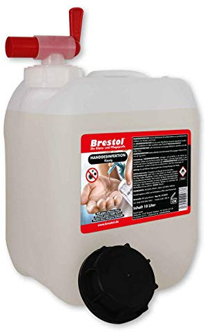 HANDDESINFEKTION Liquid 10 Liter + 1x 51 mm Auslaufhahn Desinfektionsmittel für Hand Haut Oberflächen Hände Desinfektion Händedesinfektion Desinfektionsflüssigkeit Oberflächendesinfektion