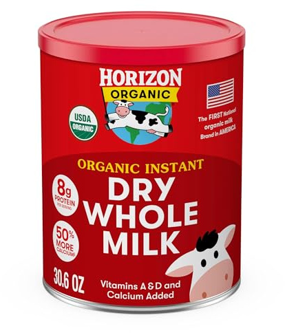 Horizon Organic Instant Dry Whole Milk Powder, 30.6 oz, USDA Organic, Non-GMO, Shelf Stable, Great for Baking, Cooking, Beverages, Emergency Storage, Pantry Essential