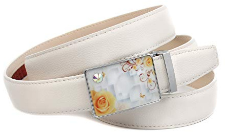 Anthoni Crown Damen Ledergürtel Gürtel, weß, 90