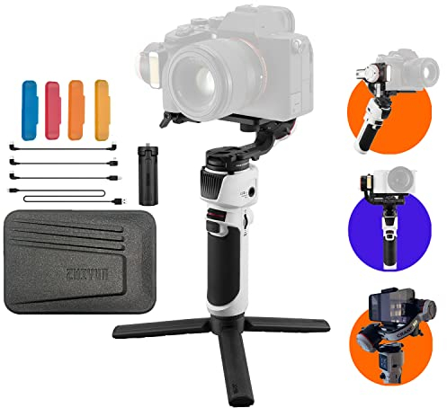 ZHIYUN Crane M3, Caméras Stabilisateur,Gimbal à 3 Axes de Cardan Tout-en-Un pour Appareil Photo sans Reflet/Caméra Sportive/Smartphone, Compatible avec Sony, Fujifilm, Canon pour Gopro Hero10