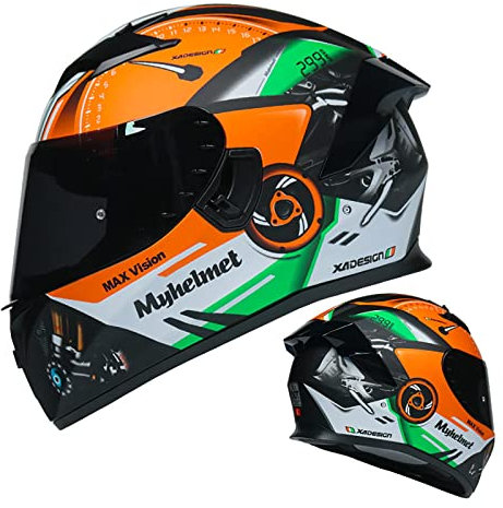 Motorradhelm Integralhelme Rollerhelm mit Doppelvisier,ECE Zertifiziert Motorradhelm Fullface Helm Damen Herren Erwachsene Sturzhelm,für Moped Mofa Chopper SchutzHelm P,M=57-58cm