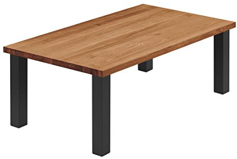 LAMO Manufaktur Esstisch Küchentisch Schreibtisch Couchtisch aus Massivholz, 120x80x47cm (AxBxH), Classic, Dunkel/Schwarz, LGW-01-A-004-9005Cl