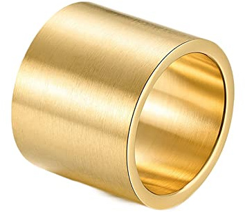 Mesnt Anello Acciaio Donna, Anello con Bande Spazzolate Larghe 19 MM, Anello in Acciaio Inossidabile per Uomo Donna