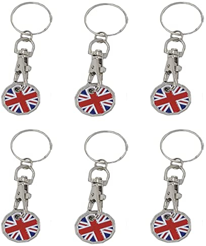 6 X Shopping Trolley Tokens | New Shape 12 Edge Sided |Great Britain UK £1 Coin Pound| Key Shopping Trolley| Keyring Clasp for Supermarket Locker Cart for her him party Filler Bags|