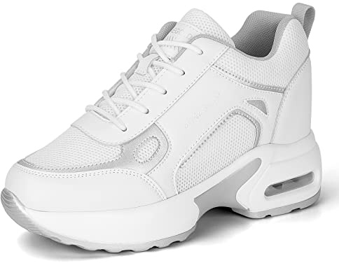 AONEGOLD Dam, kilklack, sneakers, sportskor, kilklack, sneakers, fritidsskor, Vit 6037, 40 EU