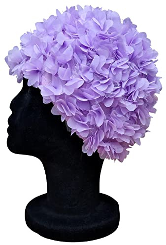 Blue Reef Jungfrun blommig dam klassisk retro 3D blomblad enkel en färg vacker snygg vintage badmössa badmössa en storlek vuxna (sjö)
