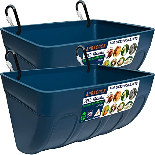 Confezione da 2 secchi per mangime e abbeveratoio con clip, per capra, pollo, anatra, pecora, cane, maialini, cervi, oche, tacchini, capre, 4,5 litri (prodotto con brevetto aspetto)