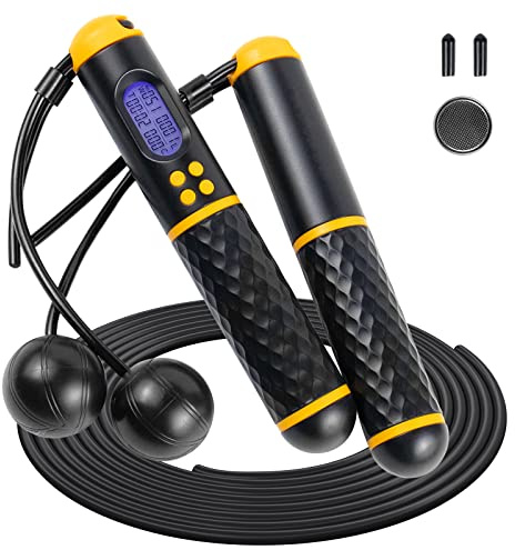 Skipping Rope Digital Jump Cordless - Counter Speed Tangle-Free Adjustable Rope & Non-Slip Handle with Weighted Skipping Ropes for Fitness, Exercise Jump Ropes for Children Adults