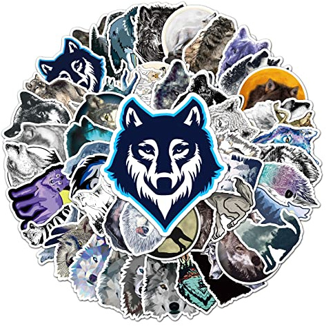 Wolf Stickers for Laptop (50 PCS),Gift for Children Teens Adults Girl Boys,Waterproof Stickers for Water Bottle,Wolf Vinyl Stickers for Scrapbook,Skateboard,Bike,Phone,Dairy