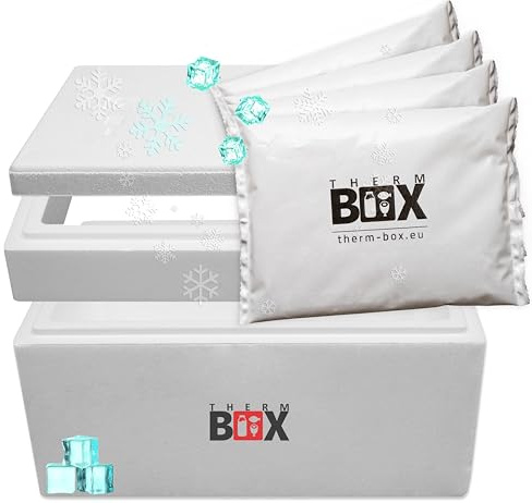 THERM BOX Modularbox 43M mit 4X Kühlakku für Kühlbox 43L Innen: 49x30x28cm Transportbox Thermobehälter Wiederverwendbar