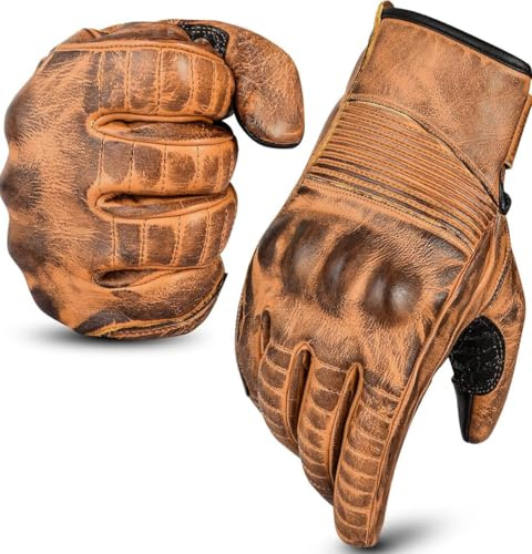 aaasportx Motorcycle Gloves Men's Leather Motorbike Gloves Touchscreen Function - Protectors Motorcycle Gloves Men & Women for All Weather Motorcycle Gloves with Non-Slip Pads (X-Large)