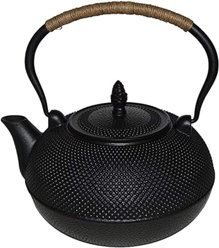 LeGDOr Théière en Fonte, capacité Extra Large de 3 l pour Maison de thé, Ensemble de Bouilloire en Fer Non revêtu Vaisselle du sud du Japon Services à thé à Motif clouté Noir