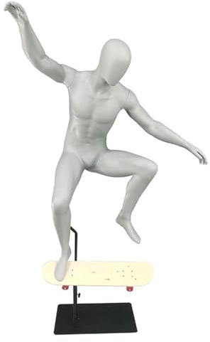 BBHW Manichino Manichini da Sci a Corpo Intero, Manichino Uomo Grigio con Supporto, Torso Modello di Manichino Sportivo Vivido, Manichino per Esposizione di Abbigliamento da Sci/Vestiti/Snowboard