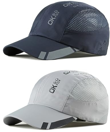 AYPOW 2 Confezioni Cappello da Baseball Uomo Donne, Sport Aperta Cappellino Visiera Asciugatura Rapida, Traspirante Leggero Pieghevole Cappellini da Sole Estivo Berretto Baseball Regolabile Snapback