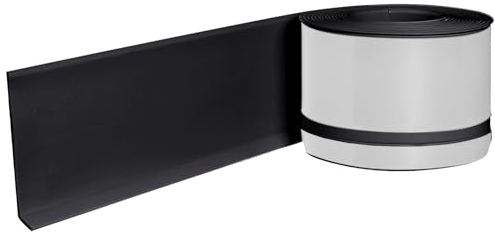 Zócalo recortable personalizable, parte trasera autoadhesiva, zócalo suave de PVC para cocina y baño, cinta de sellado flexible plegable de 6 metros, tira flexible (negro)