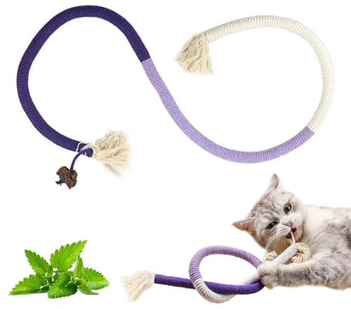 YANGCHUN Catnip Toy Bite Rope, Interactive Cat Toy for Indoor Cats, Kitten Teething Chew Toy Rope, Filled Natural Catnip Cat Chew Teeth Cleaning Stress Release Catnip Cotton Rope Toys-Purple
