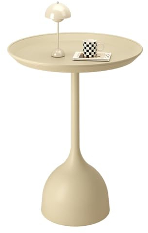 Tablett Beistelltisch, Sofatisch, kleine runde Kaffeetisch, Betttisch aus Metall, Akzent Couchtisch, Outdoor Indoor Snack Tisch für Wohnzimmer, Schlafzimmer, Heimbüro