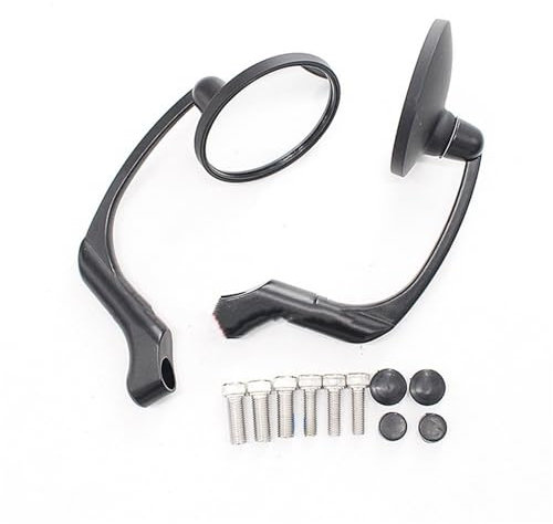 Motorradspiegel Für ROYAL Für Enfield GT650 650 500 350 Motorrad Schwarz/Chrom Retro Runde Rückspiegel Motorrad Rückspiegel(Farbe:Schwarz)
