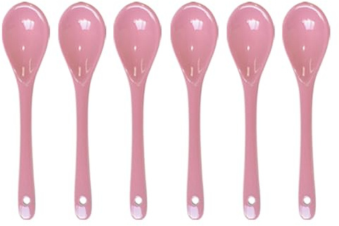 Pirhosigma 6 pcs Pink Porcelain Egg Spoons Ceramic Spoons 4.7 inch/12cm Length 2.7cm Width Coffee Spoon Dessert Yogurt Tea Milky Tea