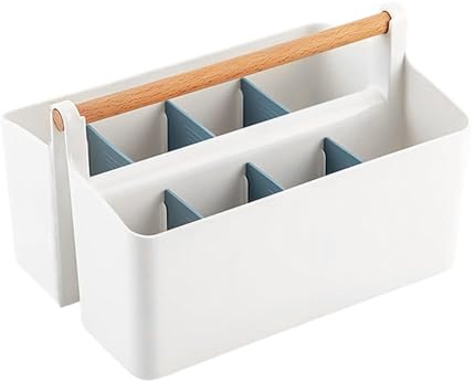 Futuhada Portaoggetti Bianco Multiuso, Cestino Portaoggetti Organizer Bagno, Organizer da Scrivania e Accessori, Divisori Rimovibili Cesto Portaoggetti Contenitore per Cosmetici, Artigianato