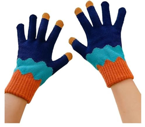 AMEEDA Winterhandschuhe Süße Bunte Blumen-Strickhandschuhe for Damen und Mädchen, Touchscreen, Dicke Wolle, warme Handschuhe, Winter-Skifahrt, Winddichte Fäustlinge(Color-G)