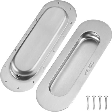 TYSM-CC Tiradores Empotrados 2 Piezas Tiradores Ocultos de Aleación de Aluminio | Diseño Ovalado Moderno con Tornillos Invisibles | Instalación Rápida para Cajones, Armarios y Muebles