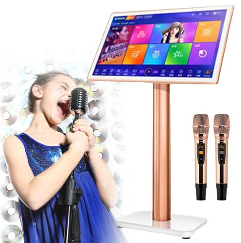 MáQuina De Karaoke Profesional, Reproductor De Karaoke Con MicróFono InaláMbrico, Pantalla TáCtil Capacitiva De 19,5 Pulgadas, Reproductor De Cine En Casa En LíNea Y TV China,White-3TB