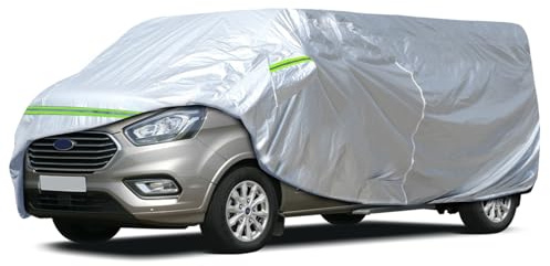 Autoabdeckung Vollgarage Ersatz für Ford Transit Custom L1H1 2012-2022 | 300D Allwetter Wetterfeste Autoabdeckung für Drinnen und Draußen mit Reißverschlusstür und Winddichtem Gurt