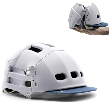 Overade Plixi Foldable Helmet for Bicycles, E-Scooter - Volume Divided by 3 - CE EN1078 Certified, Same Protection as a Classic Helmet (Artic White, L/XL (59-62 cm))