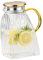LUPATDY Carafe à eau en verre avec couvercle en acier inoxydable, carafe à eau pour porte de réfrigérateur, carafe en verre pour eau chaude et froide, boissons, thé glacé, jus, lait, thé, café (1,8