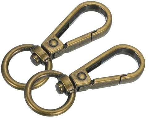 sourcing map Karabinerverschlüsse mit Drehgelenk, Zinklegierung, klassisch, drehbar, Karabinerhaken, Taschenclips für Schlüsselband, Basteln, 1,27 cm, Bronzefarben, 10 Stück