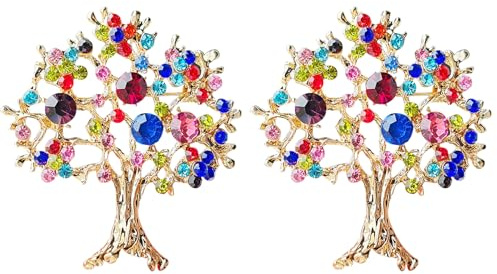 CHROMACRAFT 2 Broches de Árbol Coloridos de Moda para Mujer, Circonita Cúbica - Adornos para Ropa
