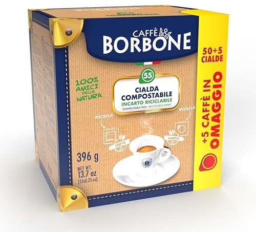50 CIALDE CAFFÈ BORBONE MISCELA BLU + 5 CIALDE IN OMAGGIO