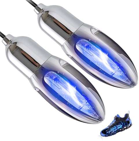 MWNI 10W Ultraviolet Shoe Deodorizer,UV Light Sneaker Cleaner,Smart Timing UV Footwear Odor Elimination,360°Ultraviolet Bulb Design, Applicable to All Shoes and Boots（Silver）