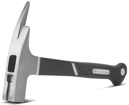 STAHLWERK Latthammer aus geschmiedetem Carbon-Stahl | robuster Klauenhammer mit rutschsicherem Fiberglas-Griff | Zimmermannshammer | Dachdeckerhammer | Fiberglas-Hammer