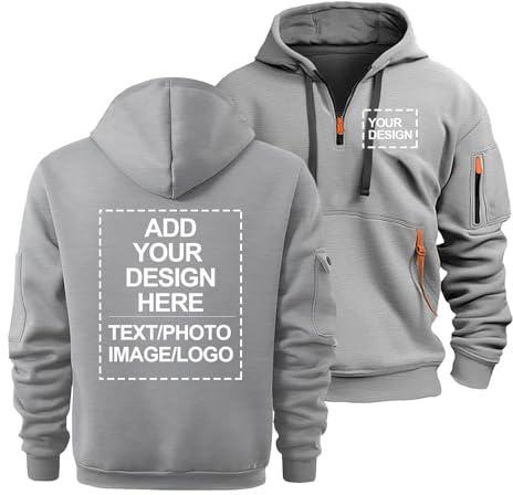 CLMETHE Felpa logo personalizzato pullover mezza zip da 1/4 felpe cappuccio da uomo immagini di testo personalizzate tute da lavoro maglie oversize personalizzate felpe con cappuccio