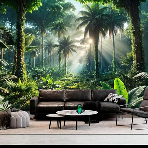 FENDROM Mystic Jungle Tapestry Rainforest Backdrop Green Tropical Wall Hanging with Palm Leaves Extra Large Wall Art for Bedroom Living Room Decor