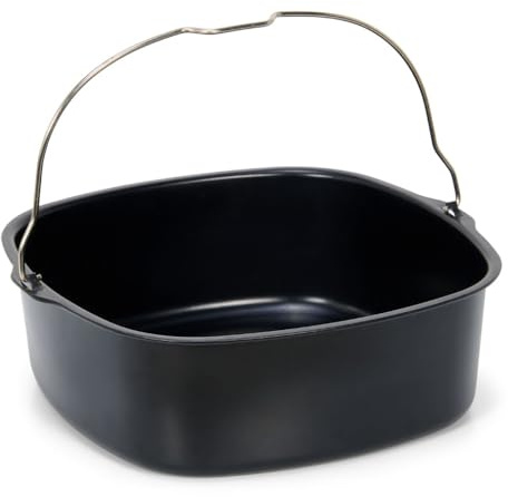 patisse 02858, Moule carré, Moule A Manqué avec anse pour Friteuse à Air Chaud Air Fryer XL & XXL, Noir, 20 x 7 Cm, Acier Revêtu sans PFAS