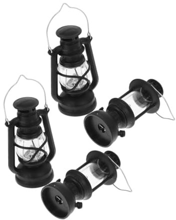 LABRIMP 4 Stück Miniatur Kerosinlampen Retro Stil mit Realistischem Licht für Puppenhäuser und Miniaturlandschaften Vintage Öl Laternen Dekoration für DIY Festliche Szene und Sammler