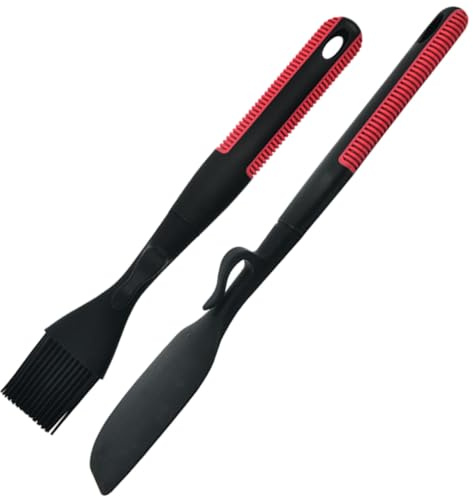 UTHCLO Spatule Silicone Multifonction Ustensile Cuisine Ergonomique Racloir Crème et Pinceau Huile pour Pâtisserie et Fromage