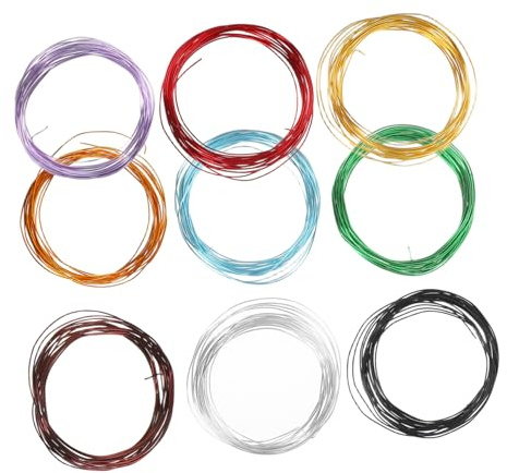 SUPVOX 9Roll Alambre de Aluminio Anodizado Colores Surtidos Flexible y Resistente para Bonsáis Jardinería y Soporte de Ramas Kit Multifuncional para y Principiantes