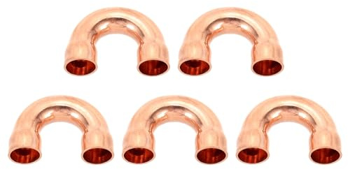 PATIKIL 5 Pcs Raccordi In Rame Da 3/8 Pollice ID Giro Di Ritorno Per HVAC | A 180 Gradi, Per Saldatura A Sudore, Condizionatori Idraulici, In Rame