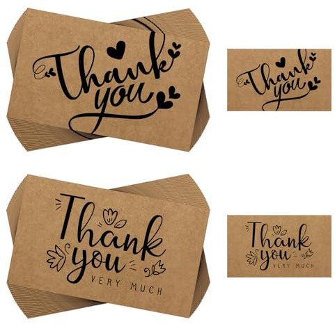 DUINIU 100 Tarjetas De Agradecimiento De Papel Kraft, Tarjetas De Regalo De Negocios Simples, Empaques De Regalo con Tarjetas, Tarjetas De Decoración Navideña.